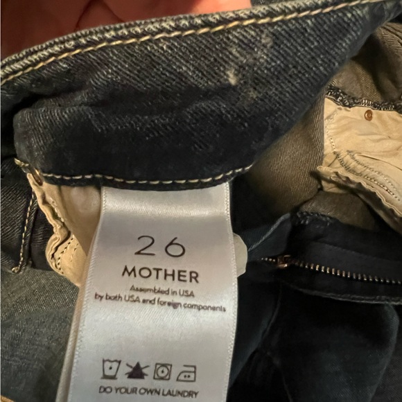 Mother High Waisted Looker Ankle Fray Jeans, Dark Blue Denim, Size 26 - Picture 3 of 5